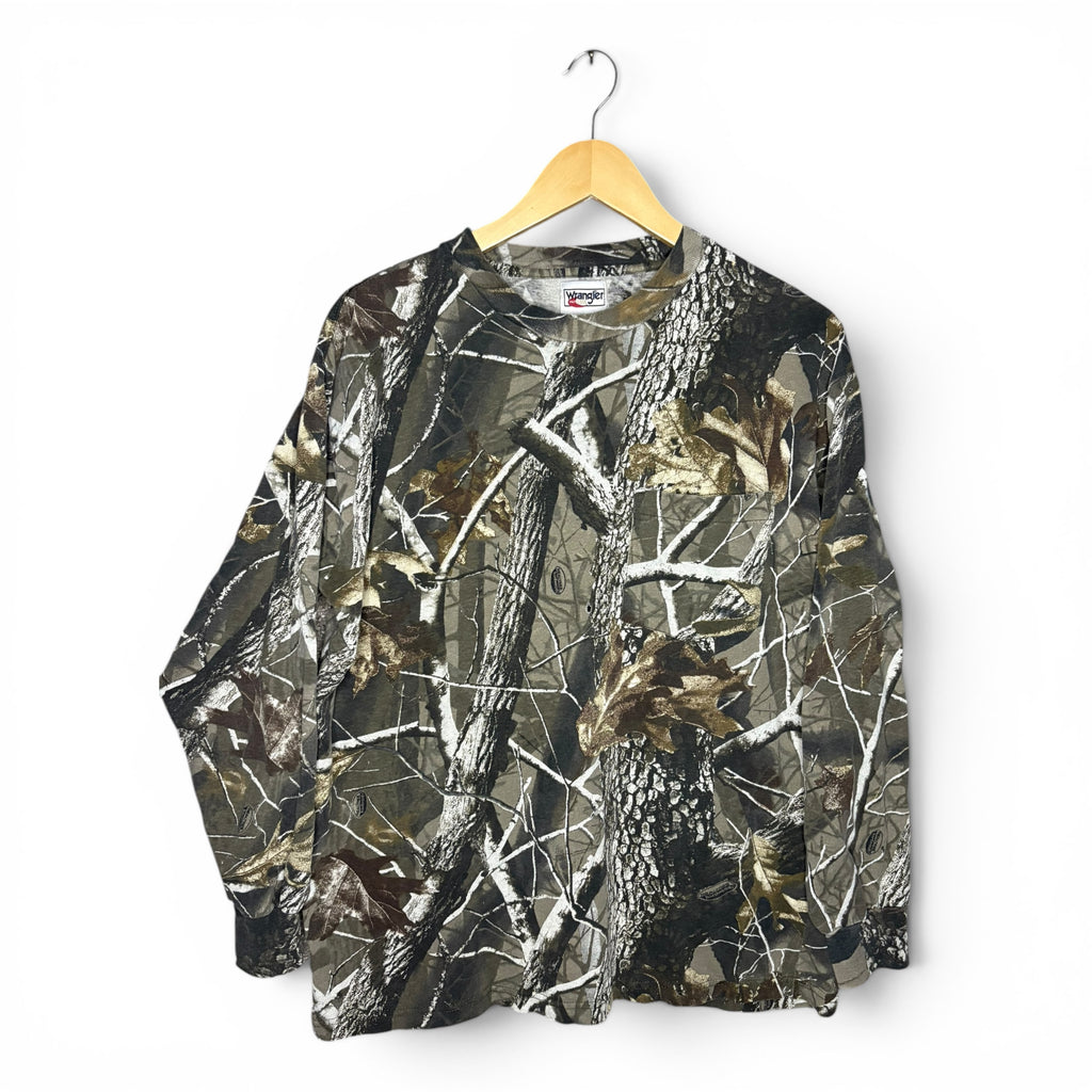 Wrangler Camouflage RealTree Longsleeve Vintage T-Shirt