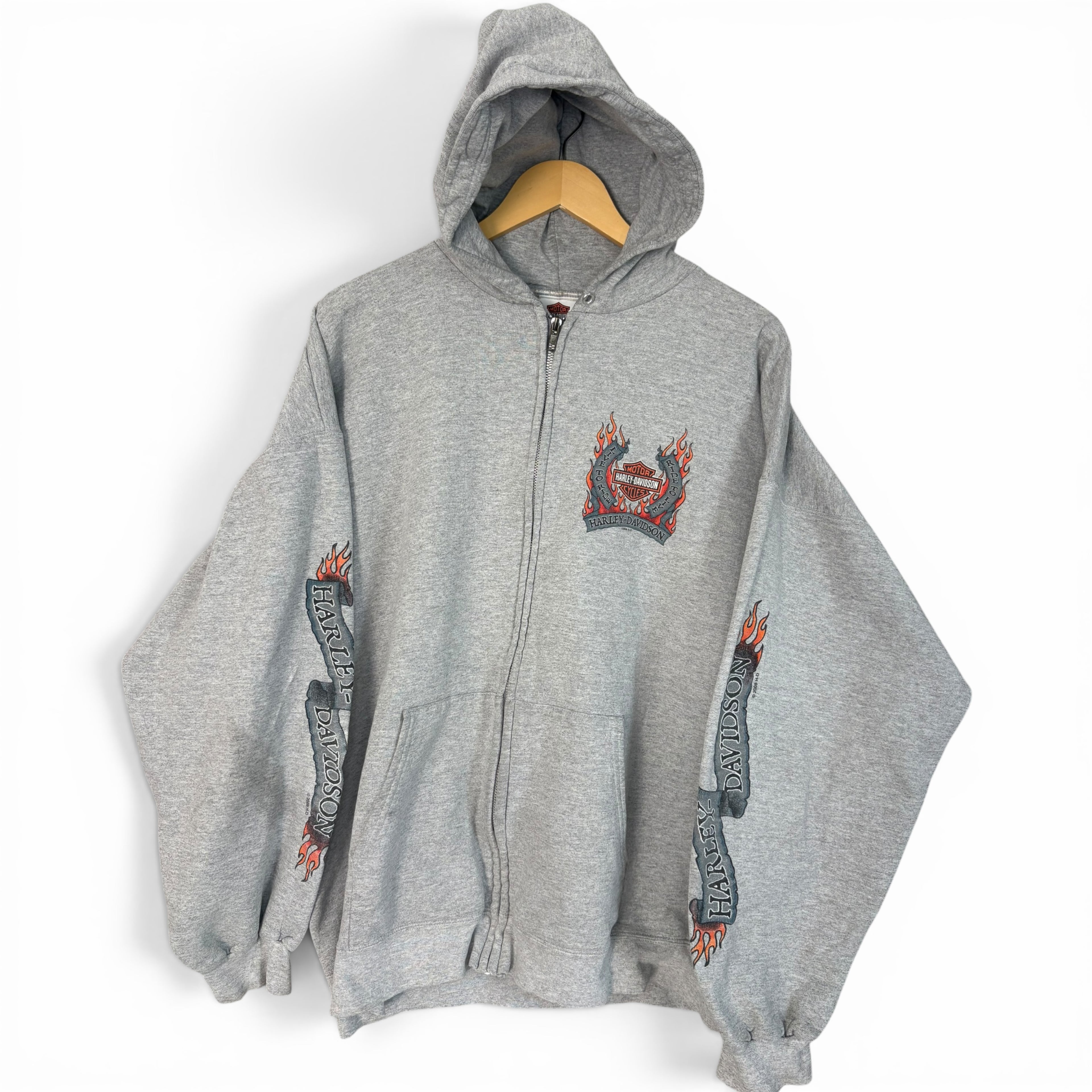 Harley Davidson 2008 Twin Cities Flame Sleeve Zip-Up Hoodie