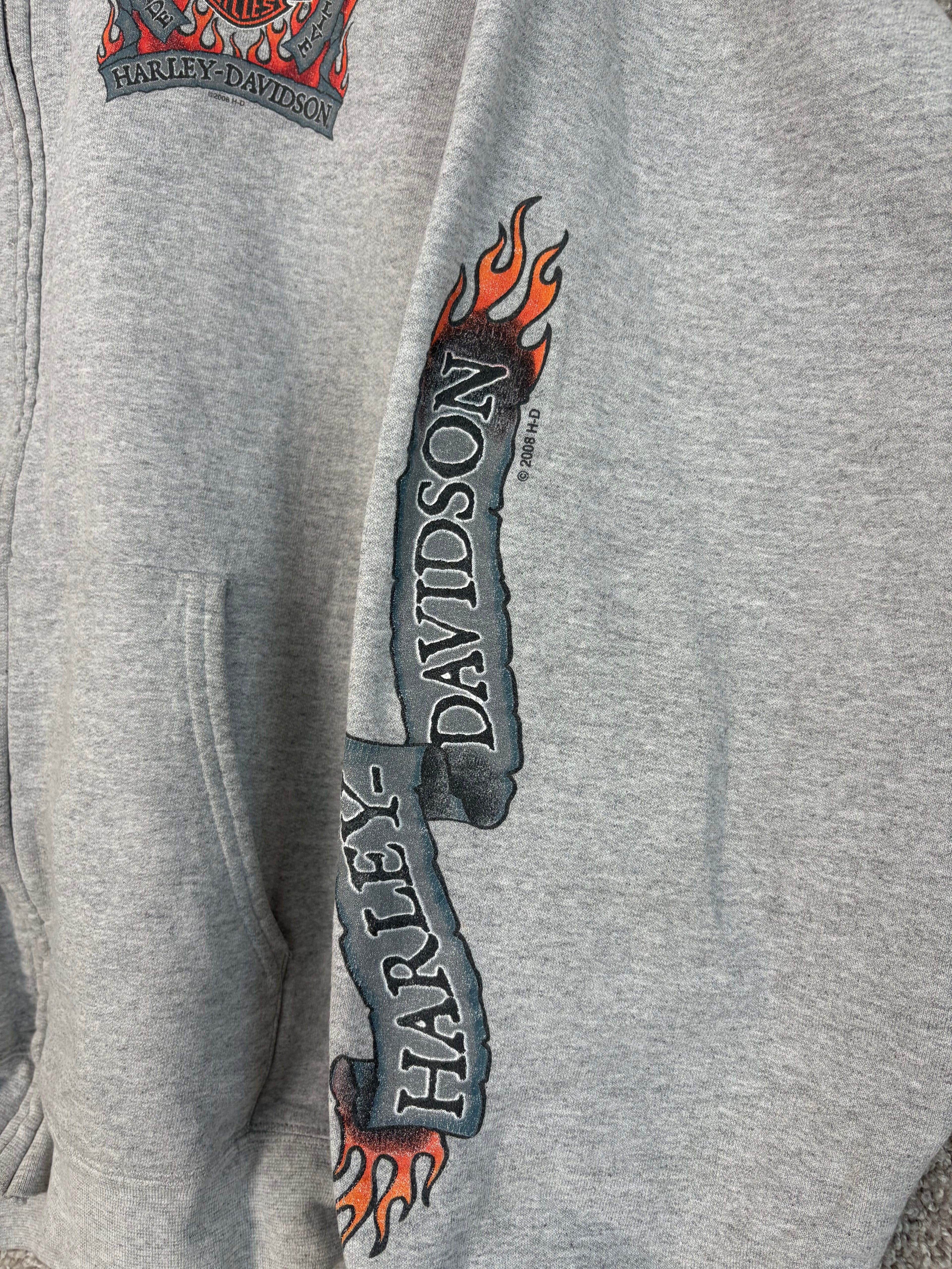 Harley Davidson 2008 Twin Cities Flame Sleeve Zip-Up Hoodie