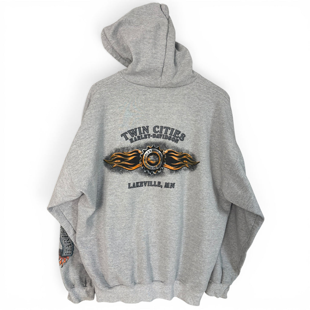 Harley Davidson 2008 Twin Cities Flame Sleeve Zip-Up Hoodie