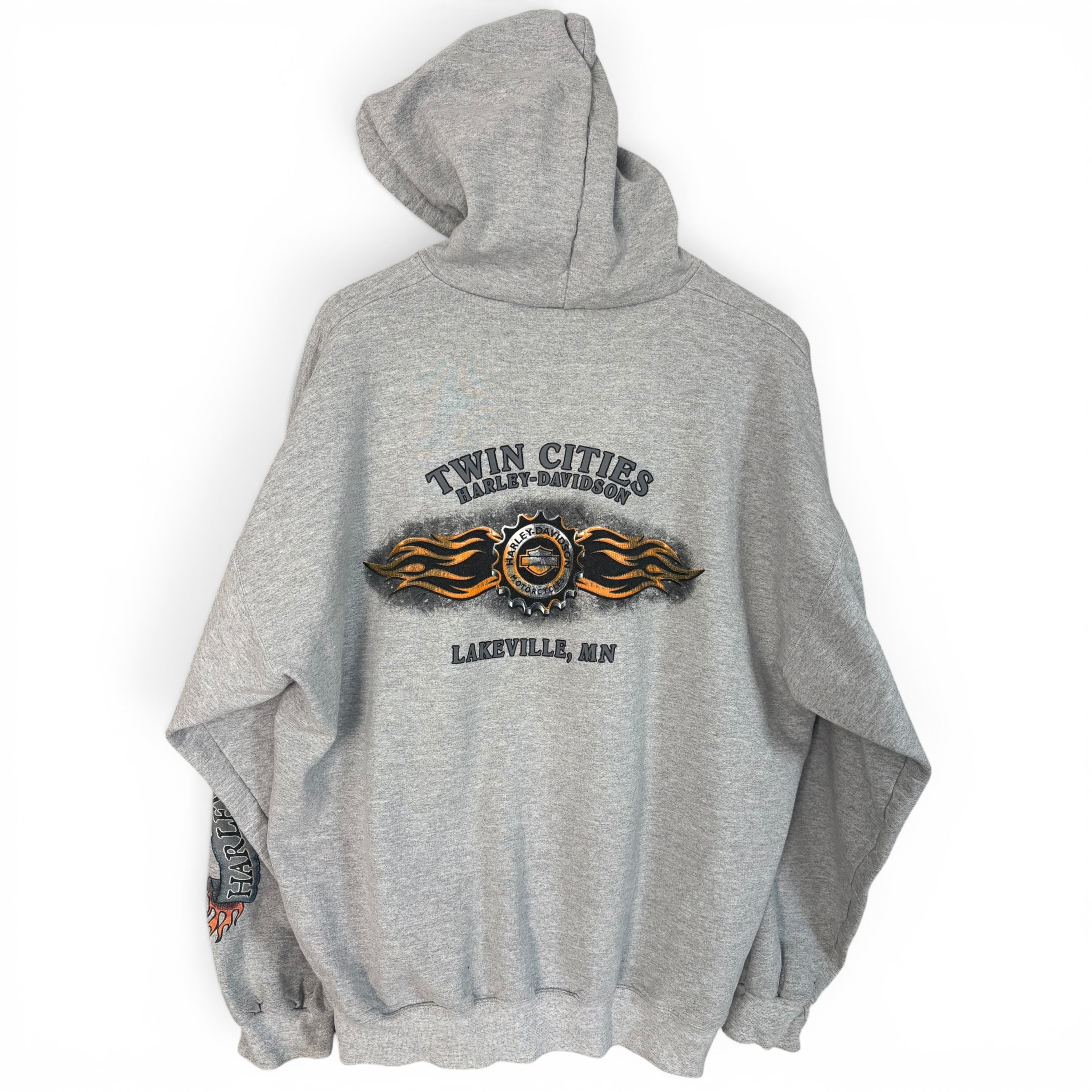 Harley Davidson 2008 Twin Cities Flame Sleeve Zip-Up Hoodie