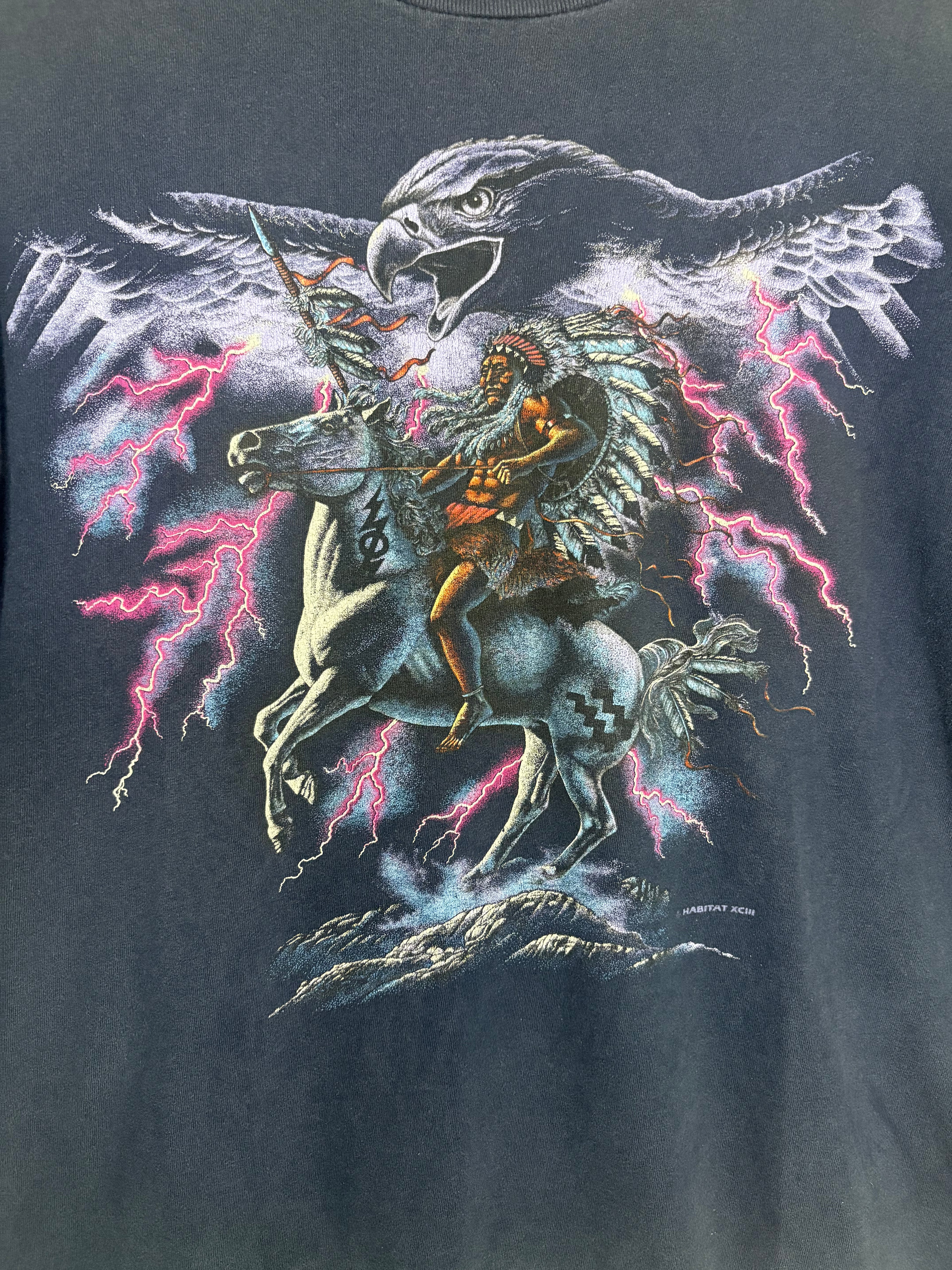 Lightning Native on Horse 90's T-Shirt