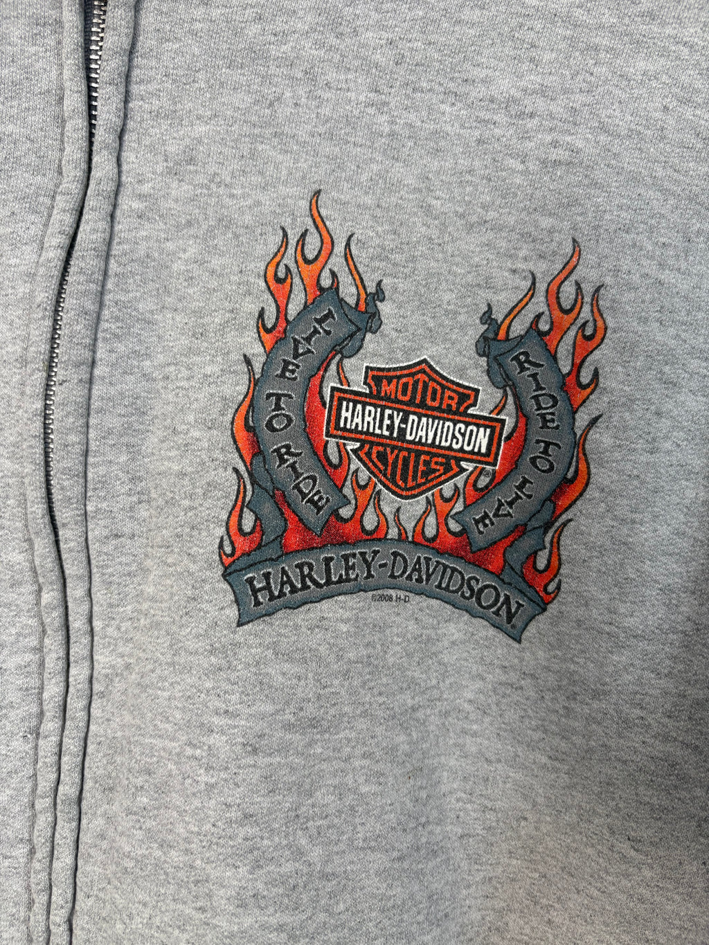 Harley Davidson 2008 Twin Cities Flame Sleeve Zip-Up Hoodie