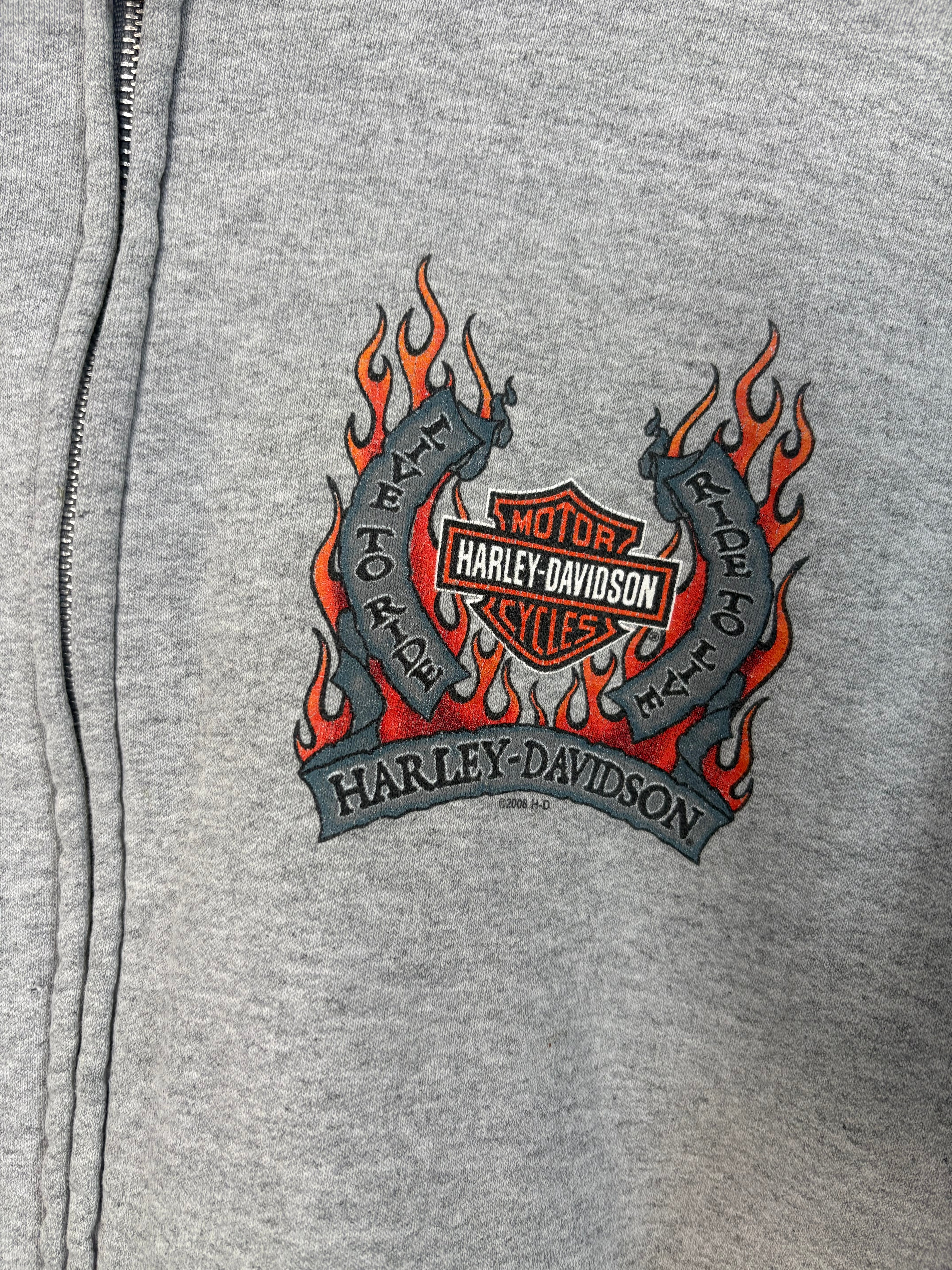 Harley Davidson 2008 Twin Cities Flame Sleeve Zip-Up Hoodie