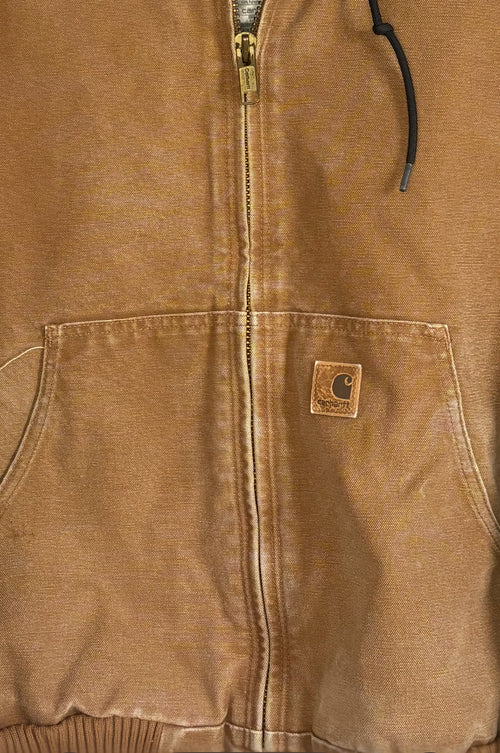 Brown Carhartt Hooded Quilted Lined Jacket J130
