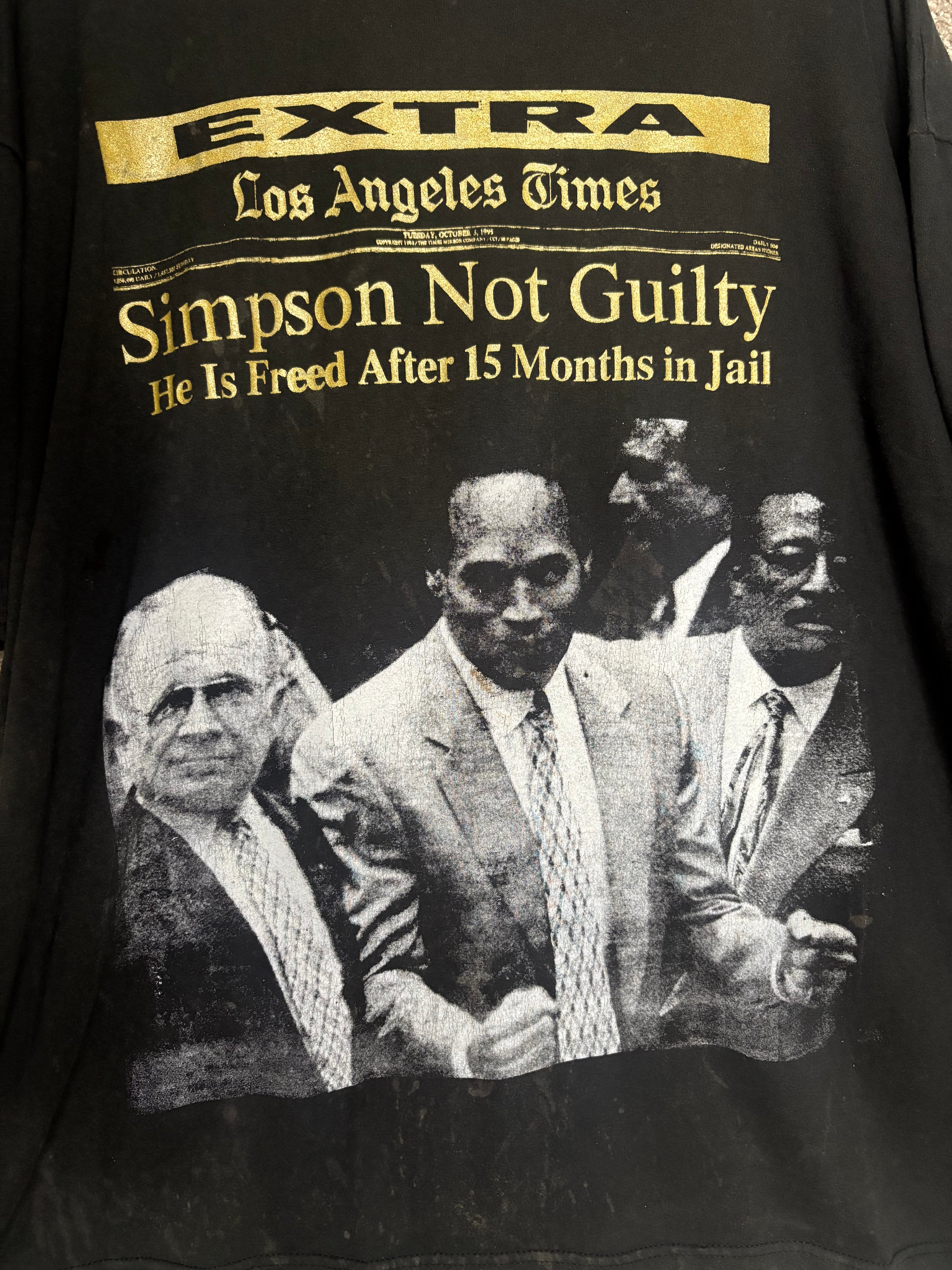 RARE O.J Simpson Los Angeles Times "Not Guilty" T-Shirt