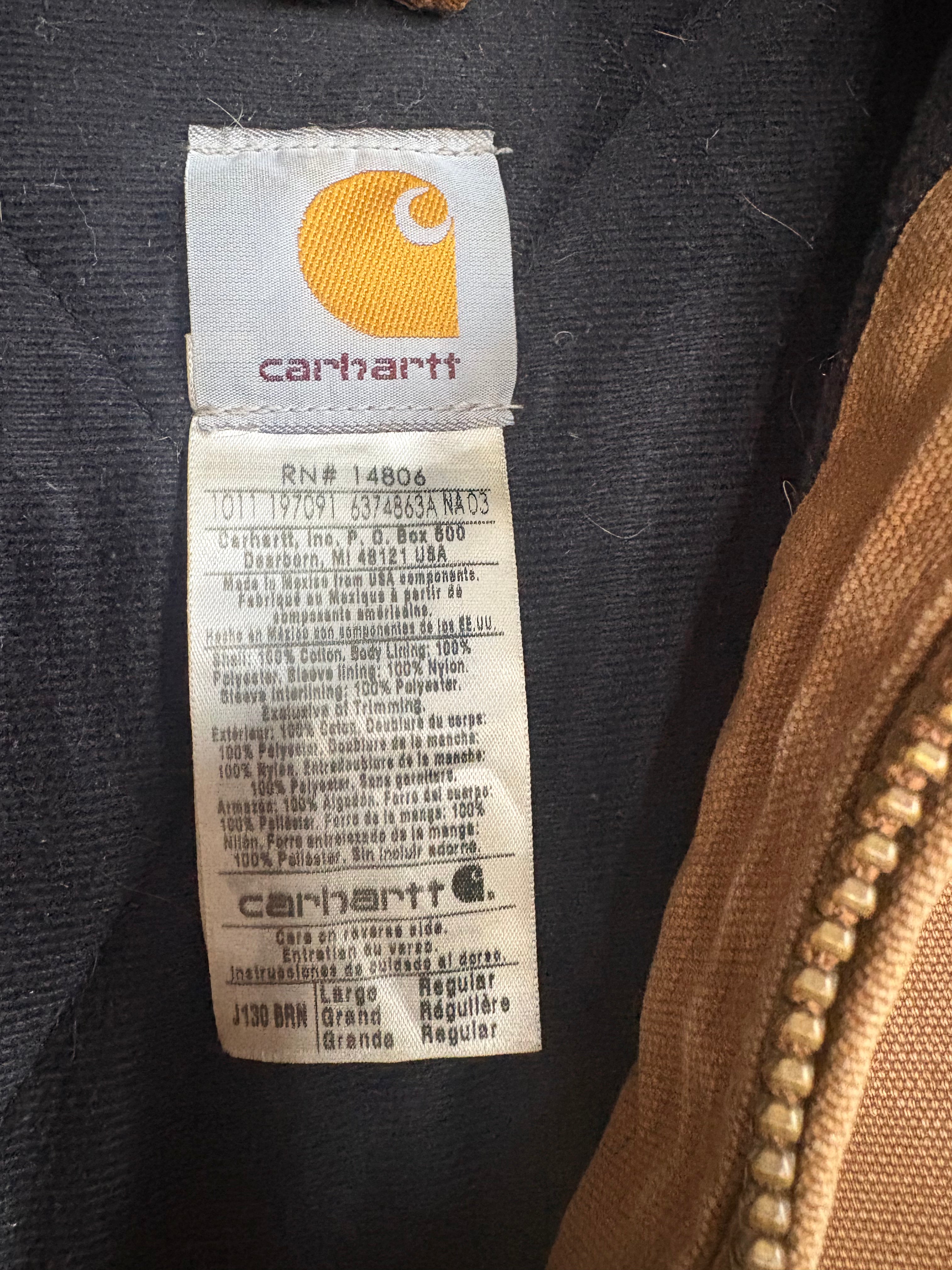 Brown Carhartt Hooded Quilted Lined Jacket J130